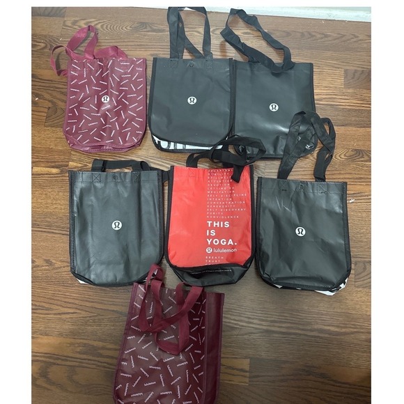 Lululemon Handbags - Lululemon and Athleta Reusable Tote Bag Bundle 9 pcs Black Red Teal Shopper